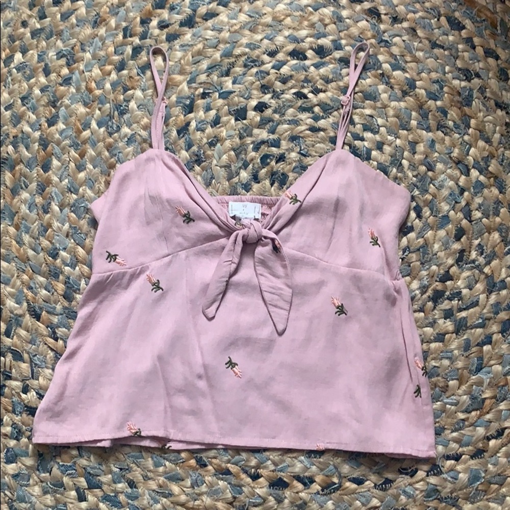 Pink Tie Front Top